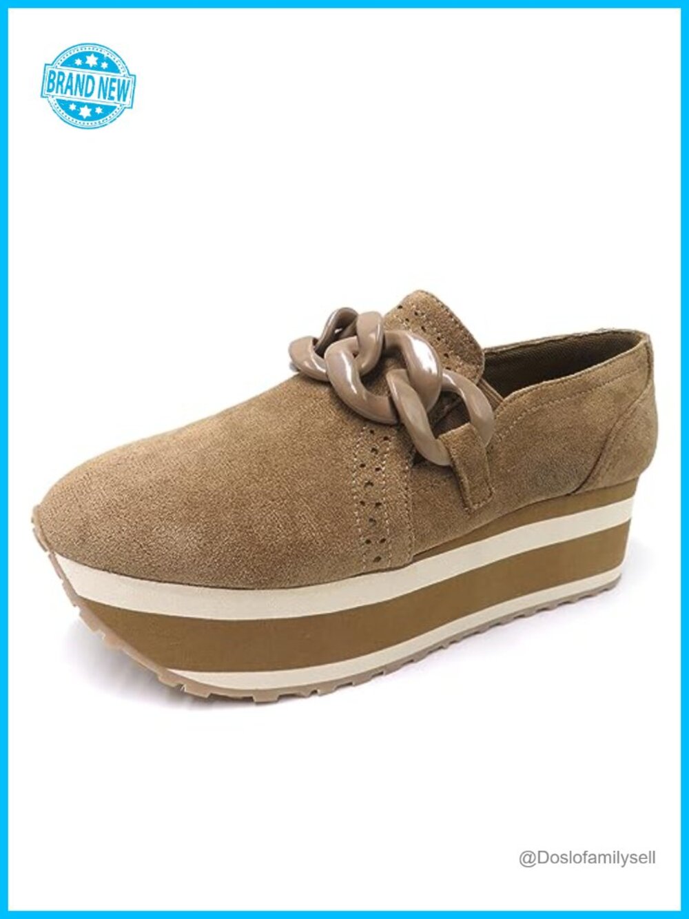 Platform Sneaker Slip On Suede Chain Embellished Casual Elevated Shoe
